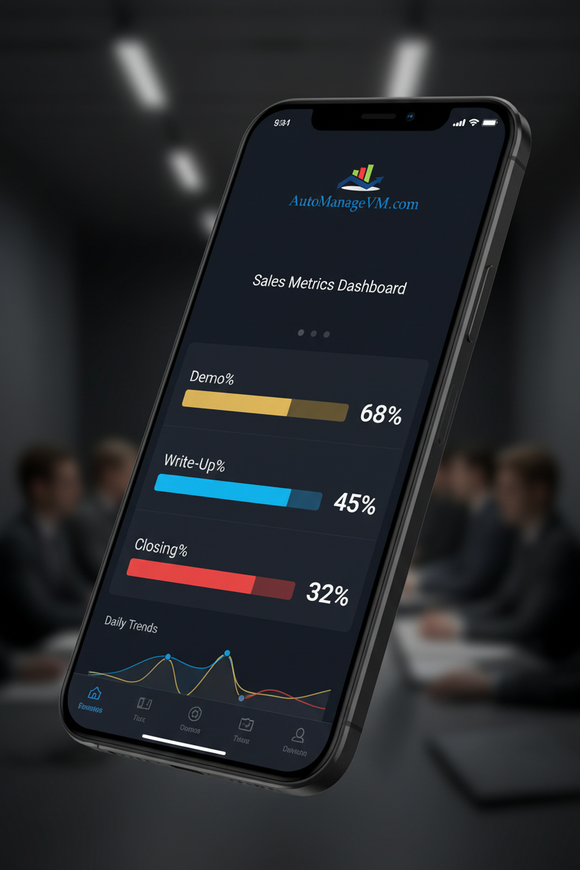 AutoManageVM Dashboard on Phone